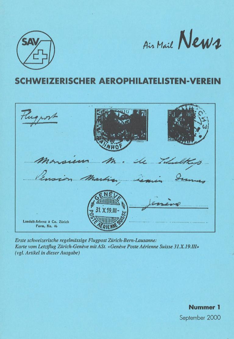 AEROPHILATELIE Air Mail News, Schweiz. AerophilatelistenV., Nr. 15